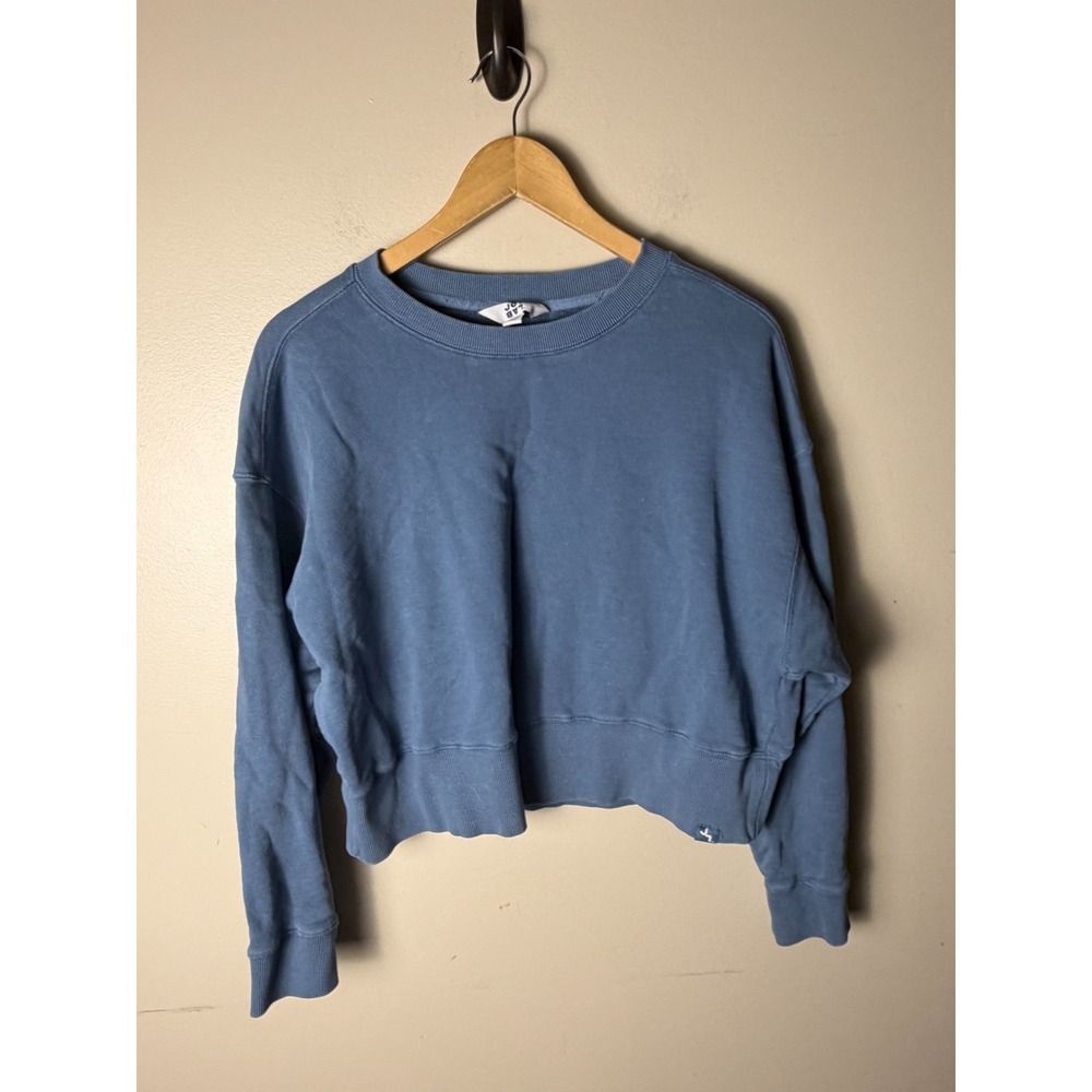 Joy Lab Cropped Sweatshirt Womens M Blue Long Sleeve Casual - Picture 1 of 9
